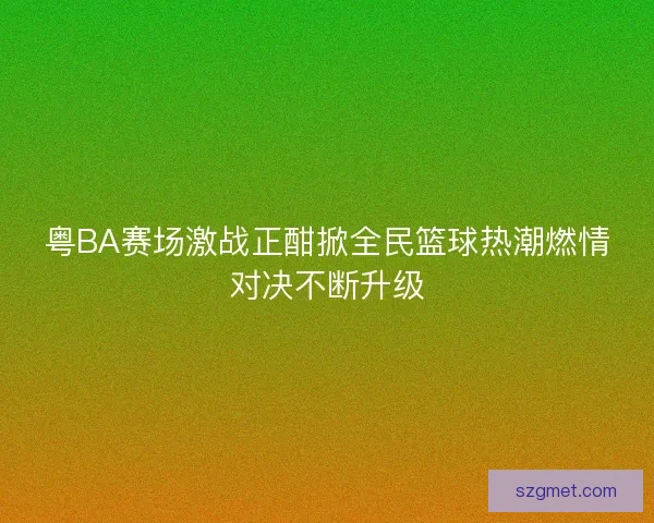 粤BA赛场激战正酣掀全民篮球热潮燃情对决不断升级